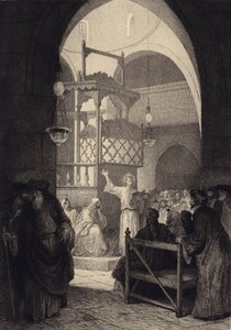 Jesus na sinagoga de after Albert Robida