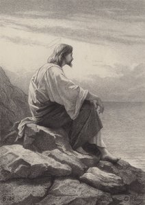 Jesus sentado ao lado do mar