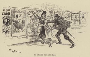 A caça de cartazes de after Albert Robida