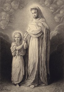 O menino Jesus e sua mãe de after Albert Robida