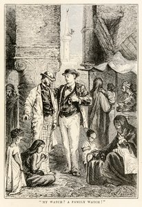 Meu relógio Uma família assistir !, de todo o mundo em oitenta dias por Jules Verne (1828-1905), gravado por Louis Dumont (n. 1822), 1873
