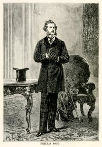 Phileas Fogg, de todo o mundo em oitenta dias por Jules Verne (1828-1905), gravado por Louis Dumont (n.1822) 1873