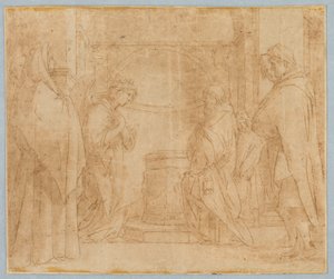 Cópia após a Anunciação do Anjo a Zacarias de after Andrea del Sarto