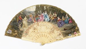 Ventilador plissado de after Antoine Watteau
