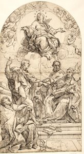 A Imaculada Conceição com São João Evangelista, Gregório Magno, João Crisóstomo e Agostinho de after Carlo Maratti