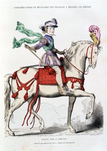 Luís XIII a cavalo a partir de uma gravura de 1615 - Desenho de Chevignard. de after Chevignard
