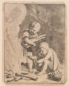 Para crianças fazendo fogo de after Cornelis Holsteyn