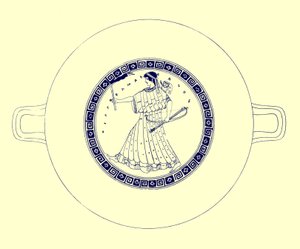 Artemis com arco, flecha e tocha, ilustração de pinturas em vaso grego por JE Harrison e DS MacColl, publicado em 1894 (imagem aprimorada digital)