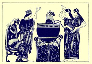 Medea Boiling the Ram, ilustração de Grego Vase Paintings por JE Harrison e DS MacColl, publicado em 1894 (imagem aprimorada digitalmente)
