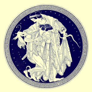 Peleus e Thetis, ilustração da Greek Vase Paintings de JE Harrison e DS MacColl, publicada em 1894 (imagem digitalmente melhorada)