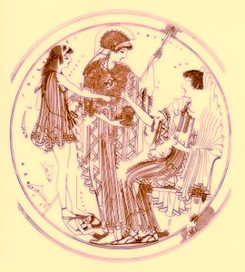 Theseus e Amphitrite, ilustração de Grego Vase Paintings por JE Harrison e DS MacColl, publicado em 1894 (digitaly enhanced image)