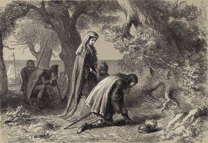 Thorfin e Gudrida na costa de Vineland de after Felix Octavius Carr Darley