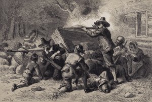Virginianos se defendendo contra índios de after Felix Octavius Carr Darley