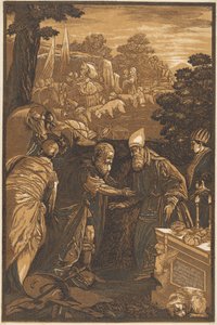 Melquisedeque abençoando Abraão de after Francesco Bassano II John Baptist Jackson