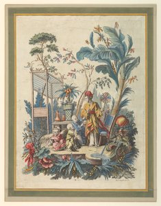 Placa 7 de um conjunto de cenas do gênero chinês de after Francois Boucher