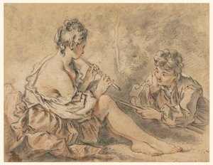 Pastora cantando para um pastor de after Francois Boucher
