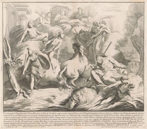 A Prima Macchina para a Chinea de 1742: O Concurso de Netuno e Minerva de after François Hutin Miguel de Sorellò