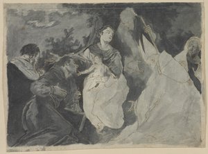 Madonna e criança com santos de after Giuseppe Bazzani
