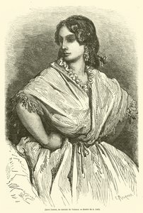 Mulher jovem, andar, em, valencia de Gustave after Dore