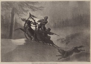 Lapónia camponeses perseguidos por lobos de Gustave after Dore