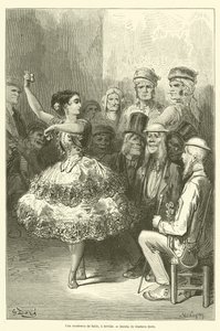Uma academia de baile, em Sevilha de Gustave after Dore