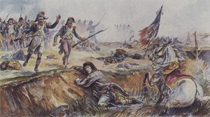 Napoleão jogado de seu cavalo na Batalha de Arcole, Itália, 1796