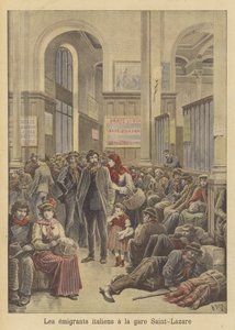Emigrantes italianos para a América na Gare Saint-Lazare de after Henri Meyer