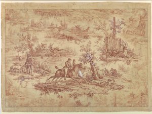 Caricatura para Têxtil Impresso em Algodão, La Route de Jouy