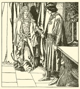 Rainha Morgana aparece para Sir Lancelote de after Howard Pyle