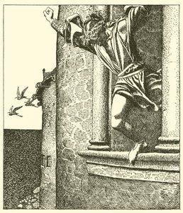 Sir Tristram pula para o mar