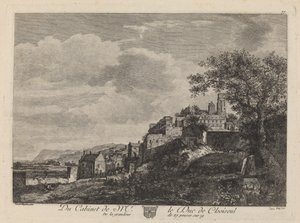 Vista de uma cidade montanhosa de after Jan van der Heyden Jeanne Deny