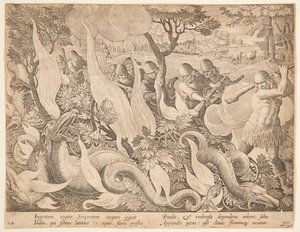 Combatendo as serpentes com fogo de after Jan van der Straet, called Stradanus