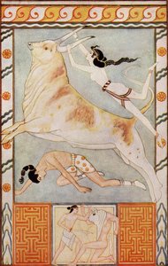 The Bull Baiters, ilustração de &39;Myths of Crete e Pre-Hellenic Europe&39; de Donald A. Mackenzie, publicado em 1917