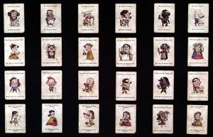 Famílias Felizes, jogo de cartas, baseado em desenhos de John Tenniel, c.1860 (mão colorida lito)