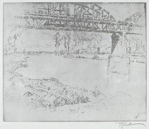 A ponte da cidade, St. Louis [abaixo] de after Joseph Pennell