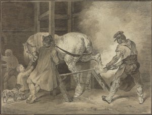 A loja do ferreiro de after Léon Cogniet after Théodore Gericault