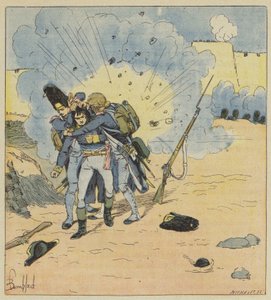 Em Saint-Jean-d&39;Acre os granadeiros Daumesnil e Souchon cobrem Bonaparte com seus corpos para de after Louis Charles Bombled