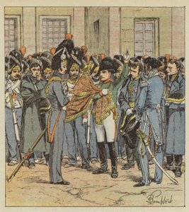 Adeus de Napoleão à sua guarda em Fontainebleau de after Louis Charles Bombled