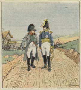 Indo para a ilha de Elba, Napoleão encontra Augereau de after Louis Charles Bombled