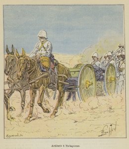 Artilharia em Madagascar de after Louis Charles Bombled
