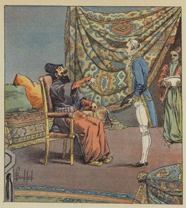 Asker-Khan, embaixador da Pérsia, leva Marbois, presidente do Tribunal de Contas, para o médico de after Louis Charles Bombled