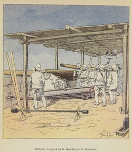 Baterias de 14 peças no forte Tamatave de after Louis Charles Bombled