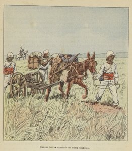 Canhões hovas trazidos de volta ao acampamento francês de after Louis Charles Bombled