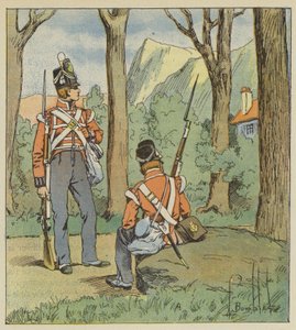 É onde os dois soldados ingleses tinham posto para nos ver de after Louis Charles Bombled