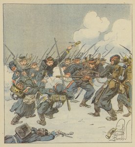 Carregar na baioneta do 22o móvel (Dordogne), na luta de Saint-Jean-sur-Erve de after Louis Charles Bombled