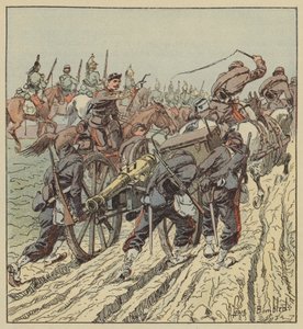 Artenay Combat Artillery Retreat sob proteção do 6º dragão de after Louis Charles Bombled