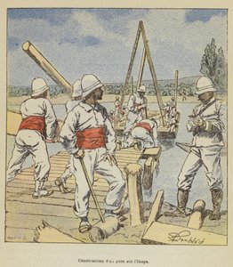 Construção de ponte na Ikopa de after Louis Charles Bombled