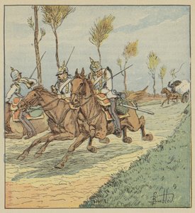 Couraceiros prussianos perseguidos pelos franco-atiradores de after Louis Charles Bombled