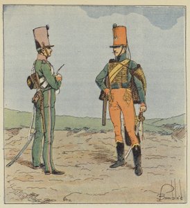 Escoteiro e Caçador de Cavalos, Jovem Guarda 1813-1815 de after Louis Charles Bombled