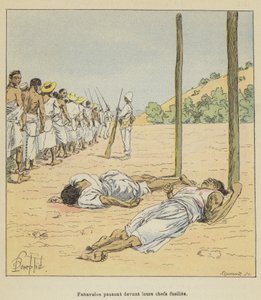 Fahavalos passando na frente de seus rifles de líderes de after Louis Charles Bombled